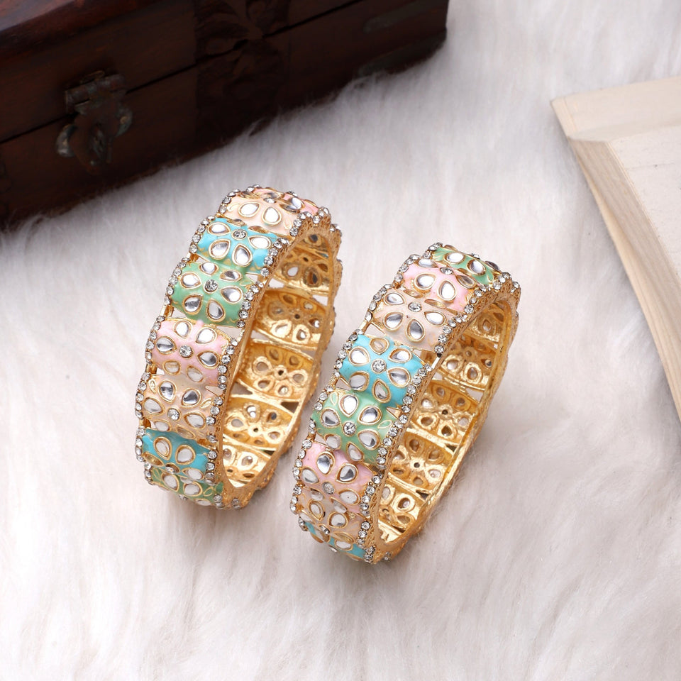 Dailywear Pastel Meenakari Bracelets by Leshya