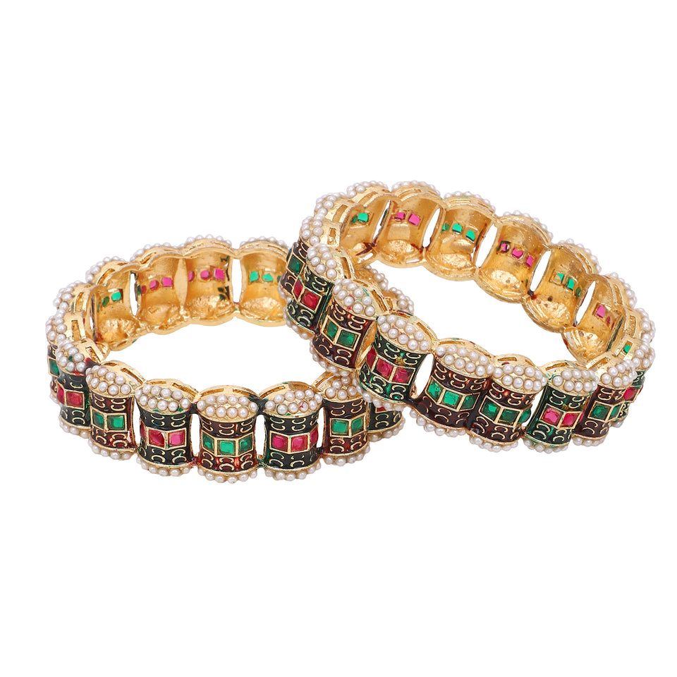 Dailywear Set of 2  Meenakari Bracelets by Leshya