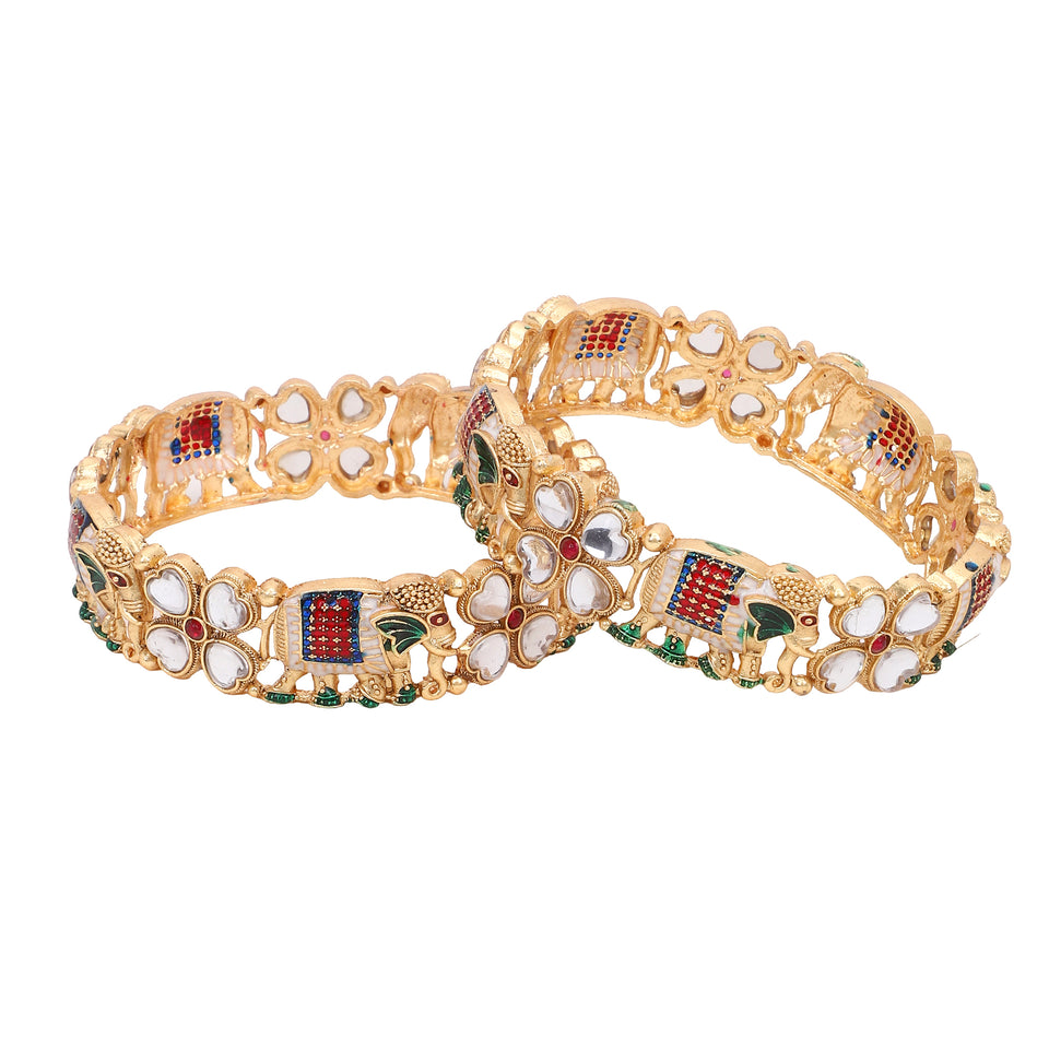 Set of 2 Golden Elephant Bracelets by Leshya