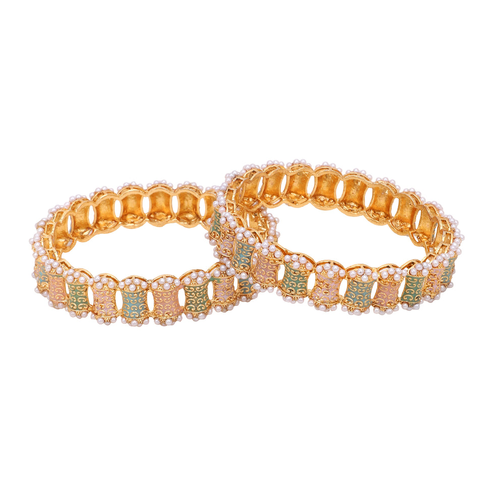 Dailywear Set of 2 Pastel Meenakari Bracelets by Leshya
