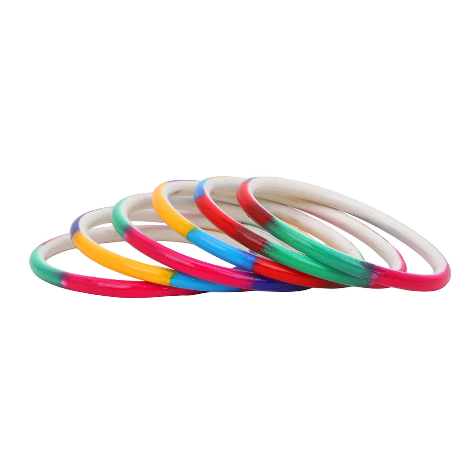 Set of 6 Multicoloured Handpainted Bracelets by Leshya