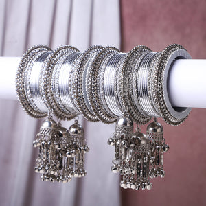 Silver Jhumki Bridal Bangle set by Leshya