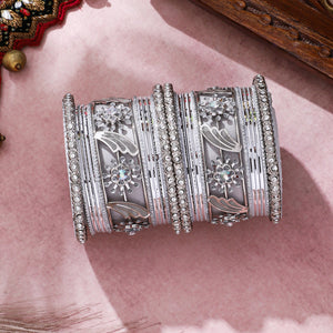 Silver Bridal Bangle set by Leshya