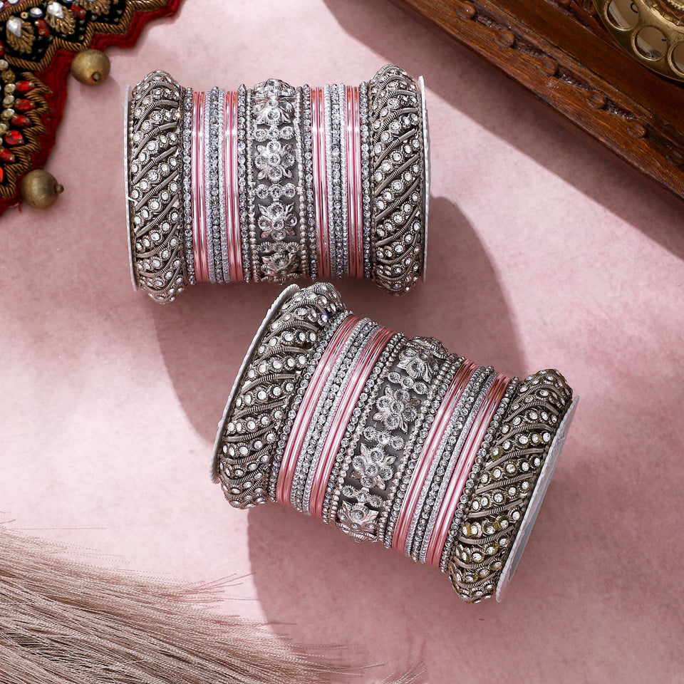 Silver Pacheli Bangle set by Leshya