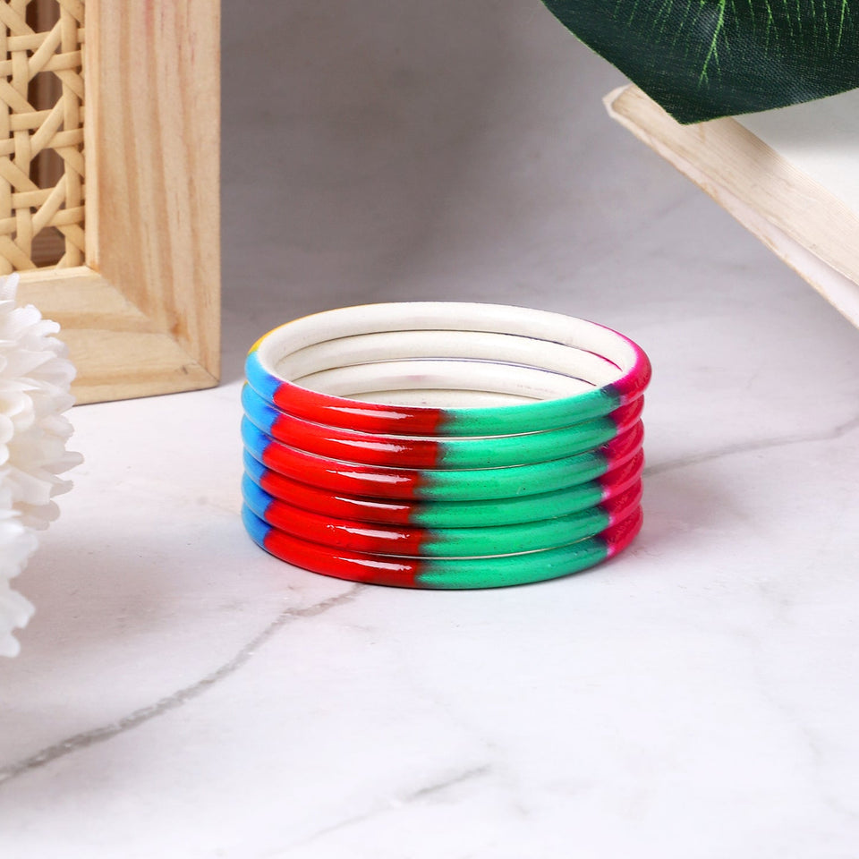 Set of 6 Multicoloured Handpainted Bracelets by Leshya