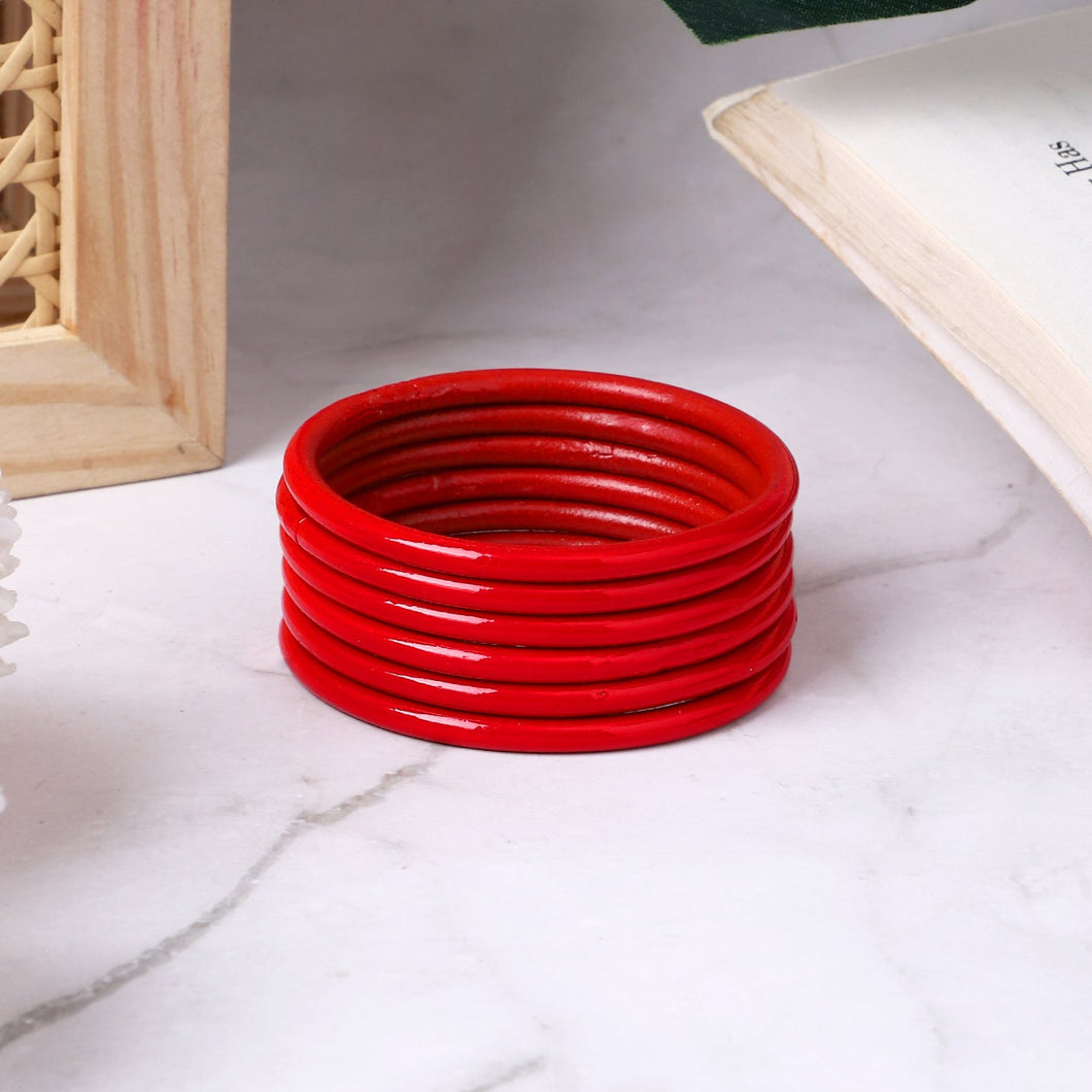 Set of 6 Red Hand painted Bracelets by Leshya