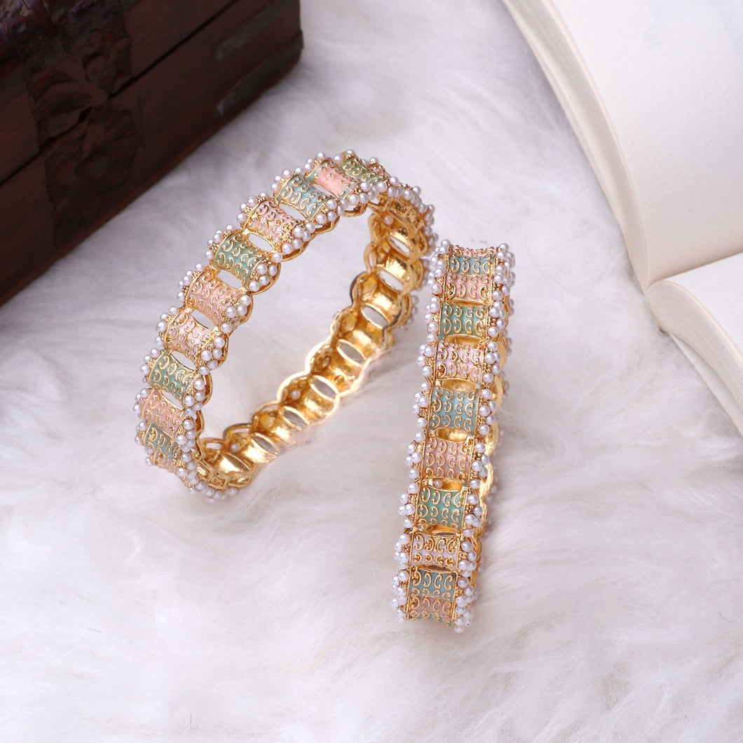 Dailywear Set of 2 Pastel Meenakari Bracelets by Leshya