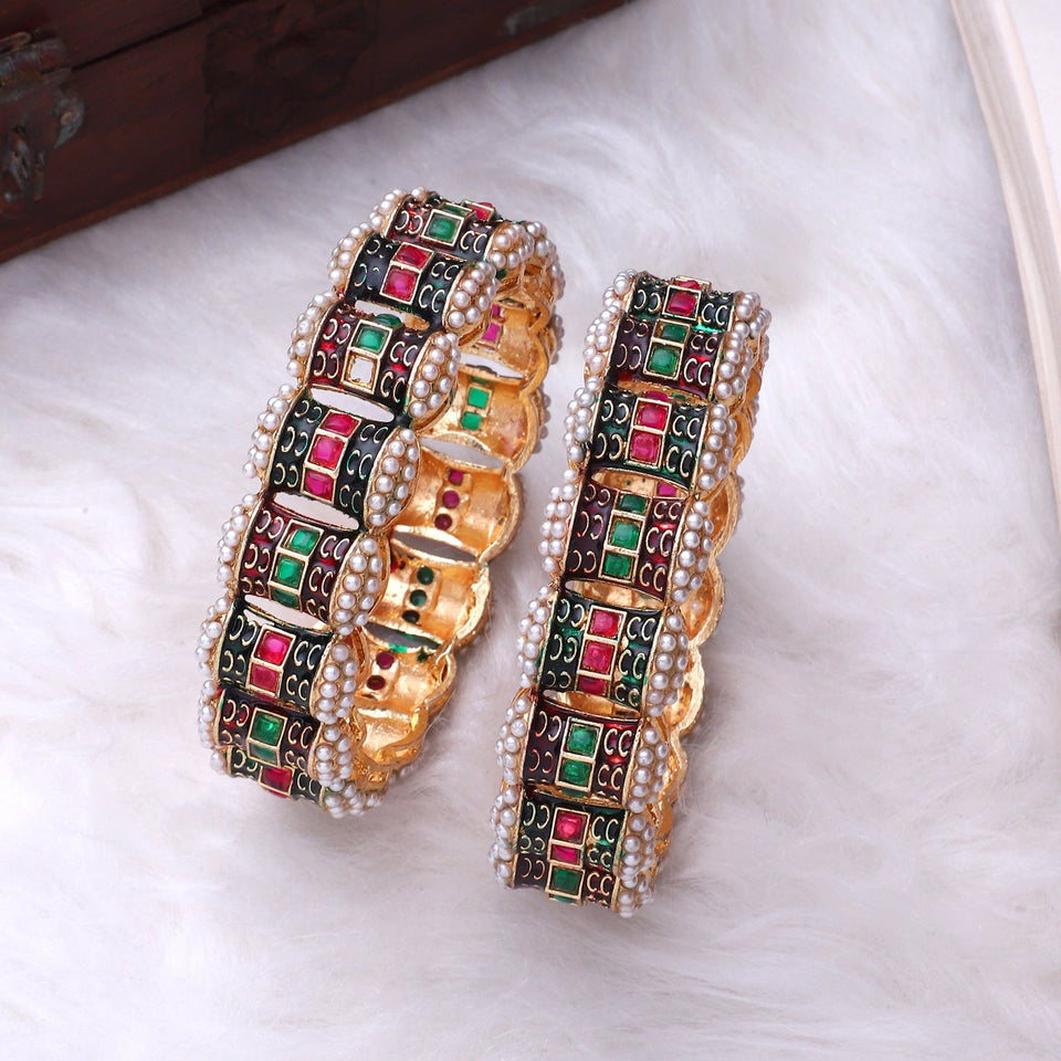 Dailywear Set of 2  Meenakari Bracelets by Leshya