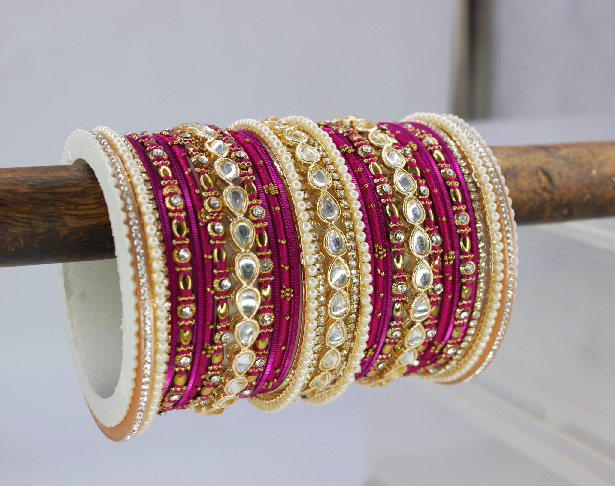 Bridal Bangle Set with Kundan Kangan by Leshya – BANGLES BY LESHYA