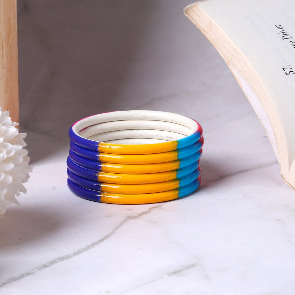 Set of 6 Multicoloured Handpainted Bracelets by Leshya