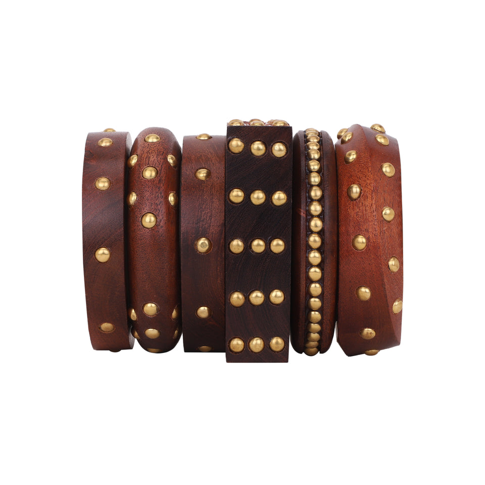 Modern Wooden Bangle Stack by Leshya