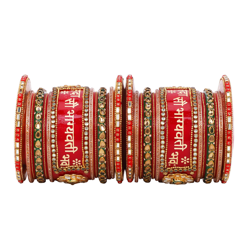 Traditional Rajasthani Bridal Chura in Gold Bead Work by Leshya