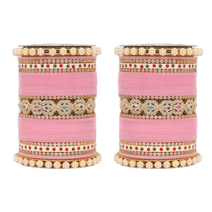 Bridal Chura with Pastel Colours and Pastel Kada