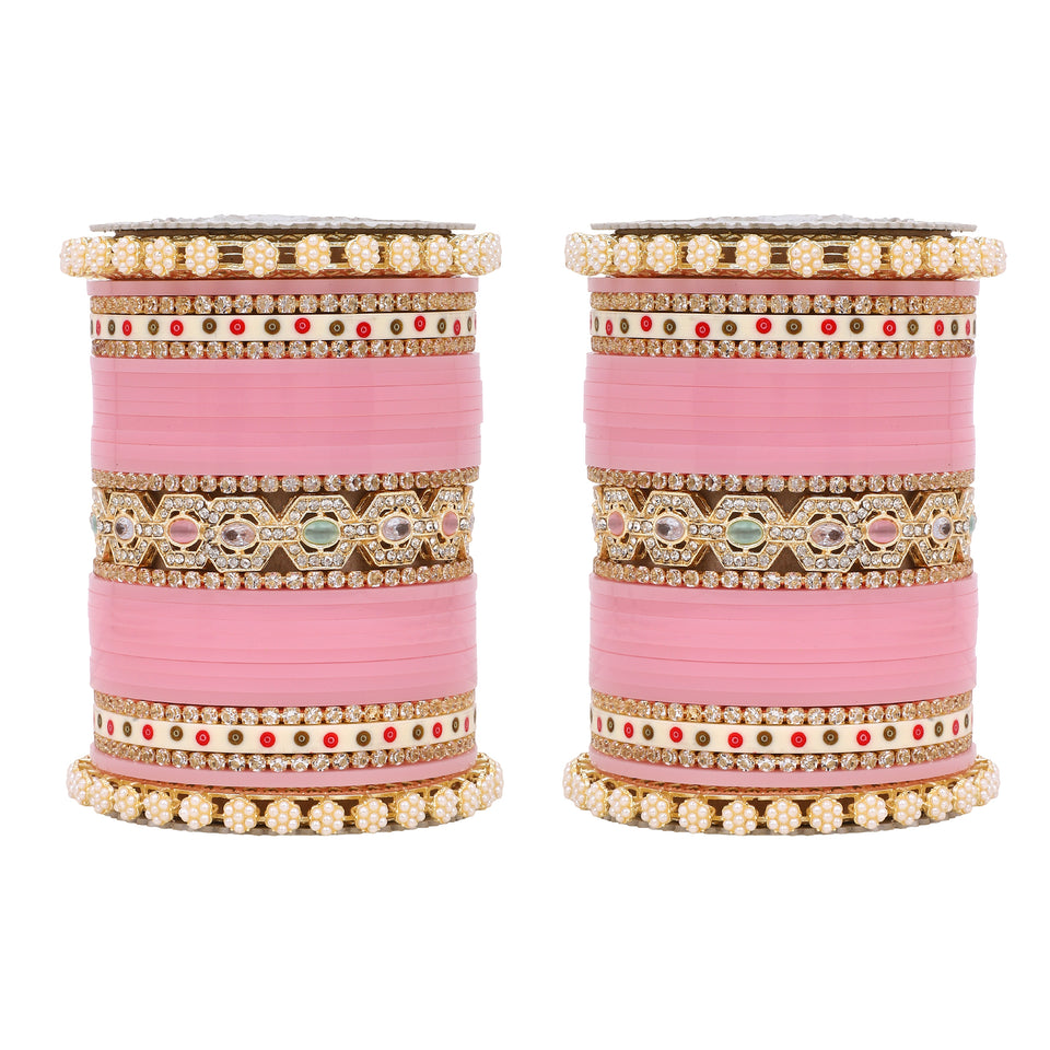 Bridal Chura with Pastel Colours and Pastel Kada