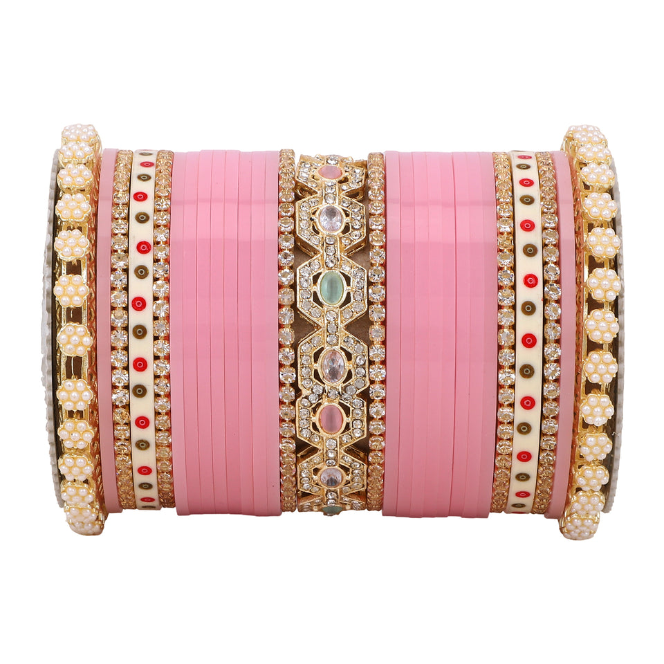Bridal Chura with Pastel Colours and Pastel Kada