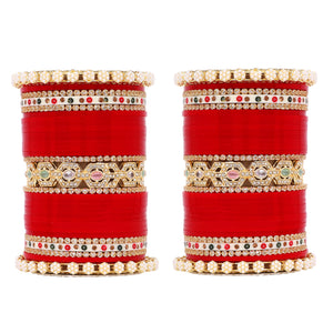 Bridal Chura with Pastel Colours and Pastel Kada