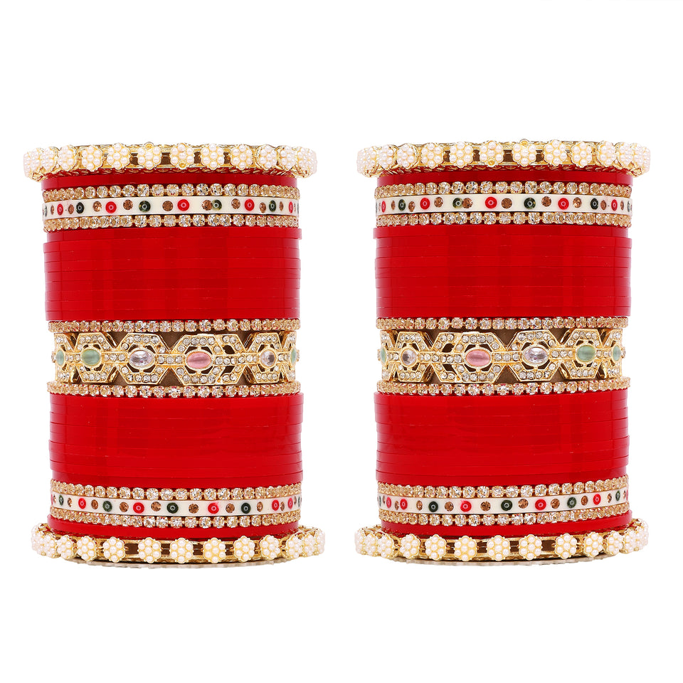 Bridal Chura with Pastel Colours and Pastel Kada
