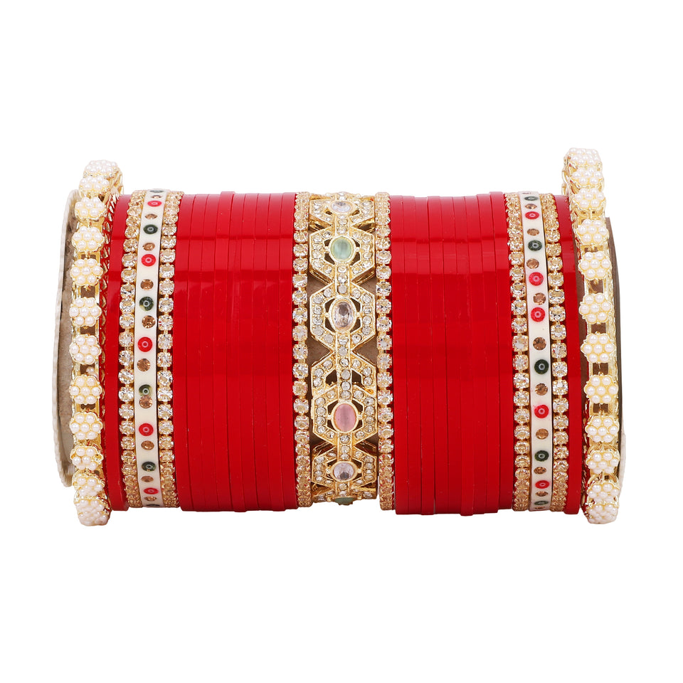 Bridal Chura with Pastel Colours and Pastel Kada