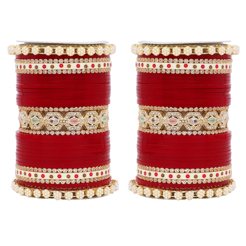 Bridal Chura with Pastel Colours and Pastel Kada