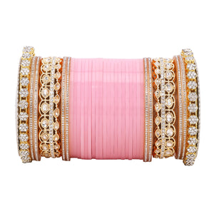 Bridal Chura with Rich Colours and Stone Pacheli Kada