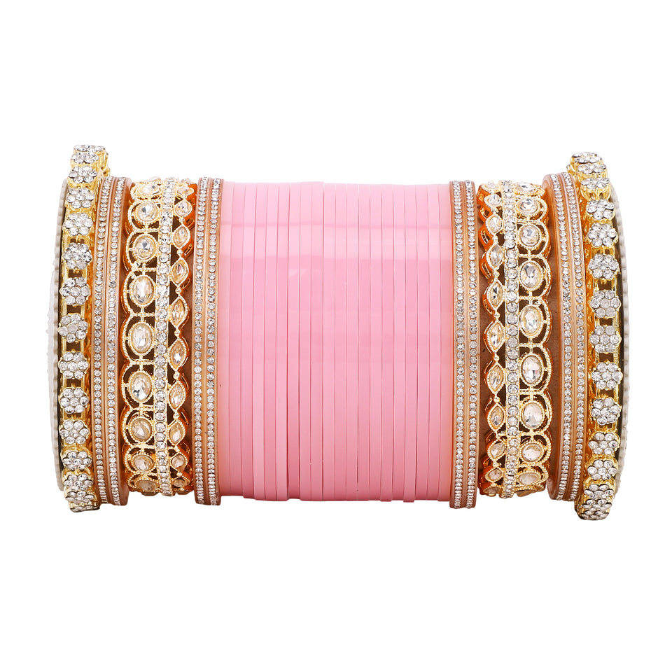 Bridal Chura with Rich Colours and Stone Pacheli Kada