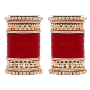 Bridal Chura with Rich Colours and Stone Pacheli Kada