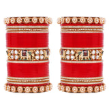 Bridal Chura with Pastel Colours and Kundan Elephant Kada