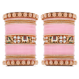 Bridal Chura with Pastel Colours and Kundan Elephant Kada