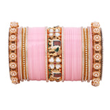 Bridal Chura with Pastel Colours and Kundan Elephant Kada