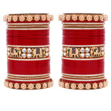 Bridal Chura with Pastel Colours and Kundan Elephant Kada