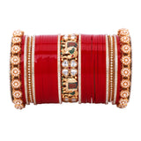 Bridal Chura with Pastel Colours and Kundan Elephant Kada