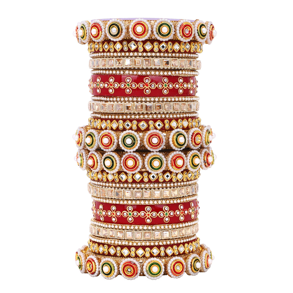 Traditional Rajasthani Bridal Chura with pacheli kada by Leshya