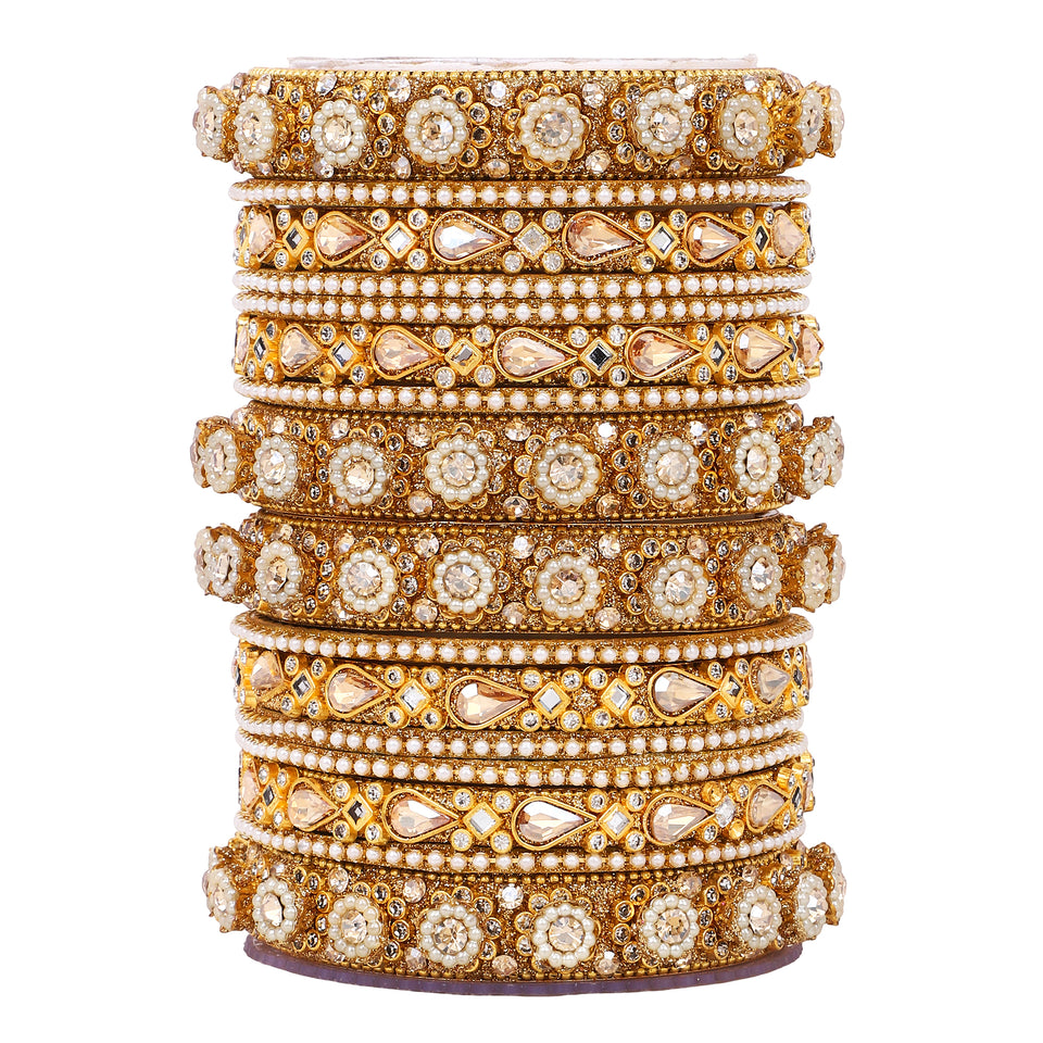 Traditional Rajasthani Bridal Chura with Pacheli Kada by Leshya
