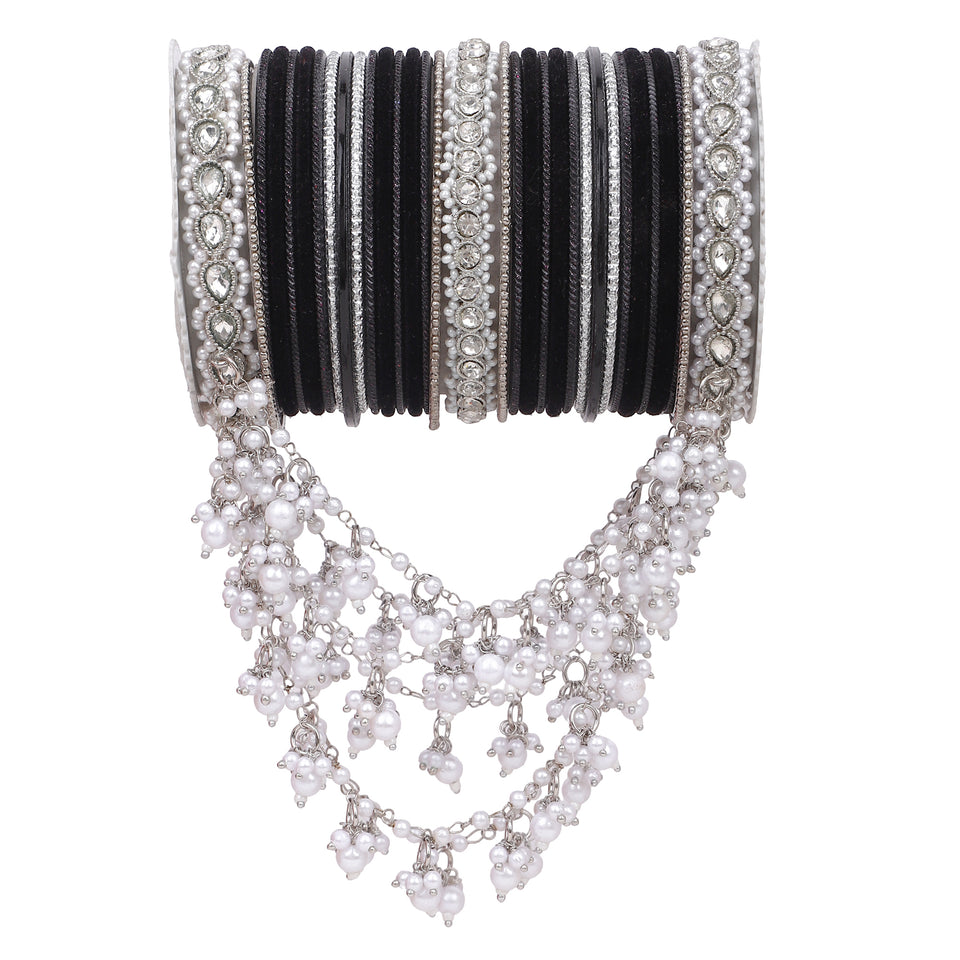 Bridal Jhoola Style Bangle set In Silver Toneby Leshya