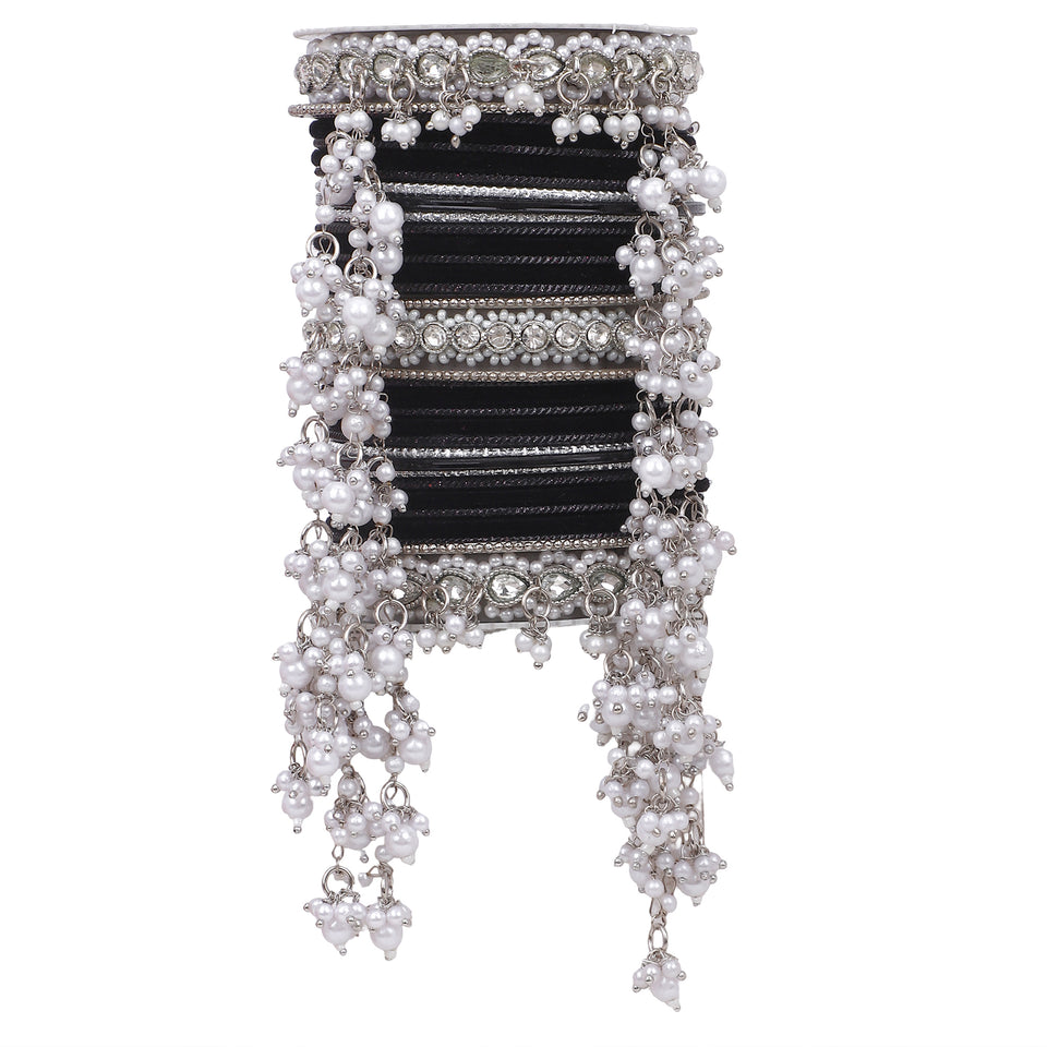 Bridal Jhoola Style Bangle set In Silver Toneby Leshya