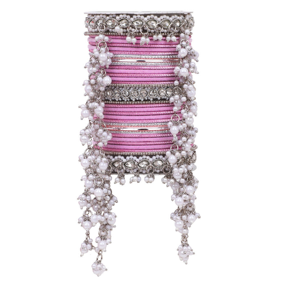 Bridal Jhoola Style Bangle set In Silver Toneby Leshya