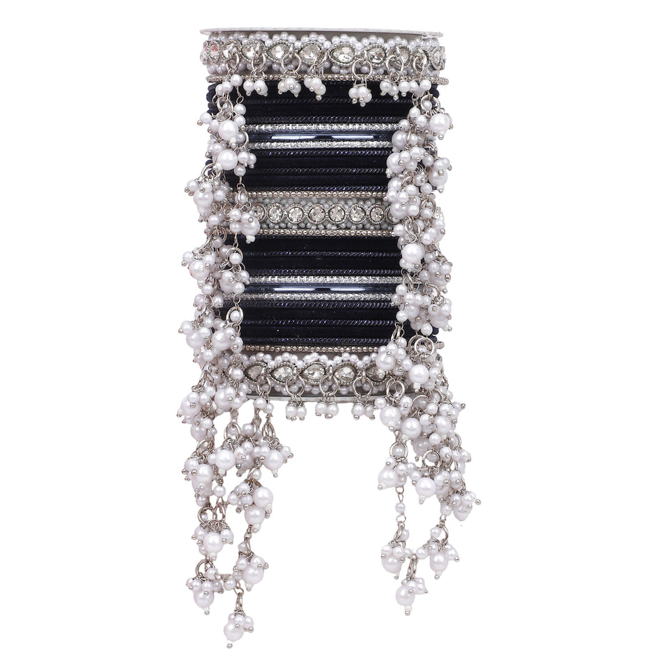 Bridal Jhoola Style Bangle set In Silver Toneby Leshya