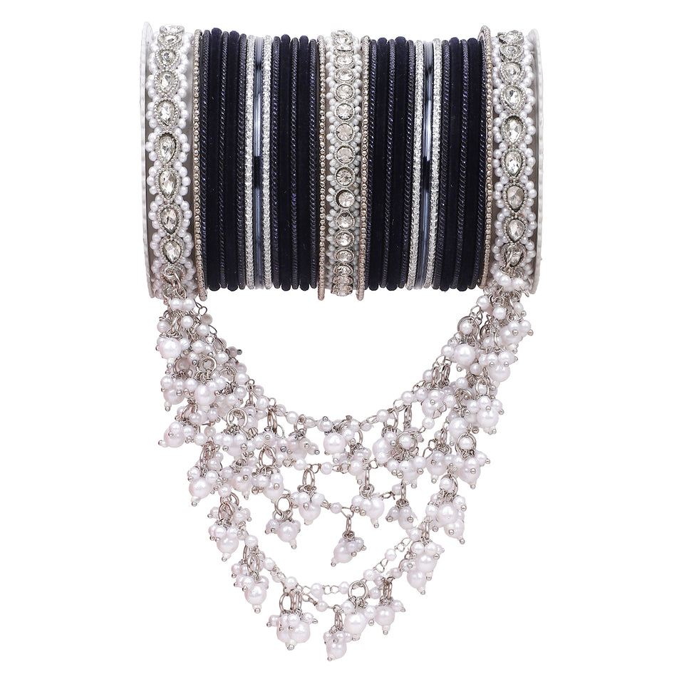 Bridal Jhoola Style Bangle set In Silver Toneby Leshya