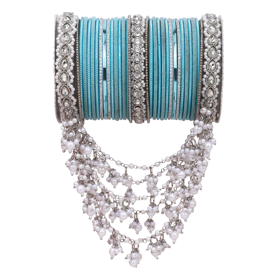 Bridal Jhoola Style Bangle set In Silver Toneby Leshya