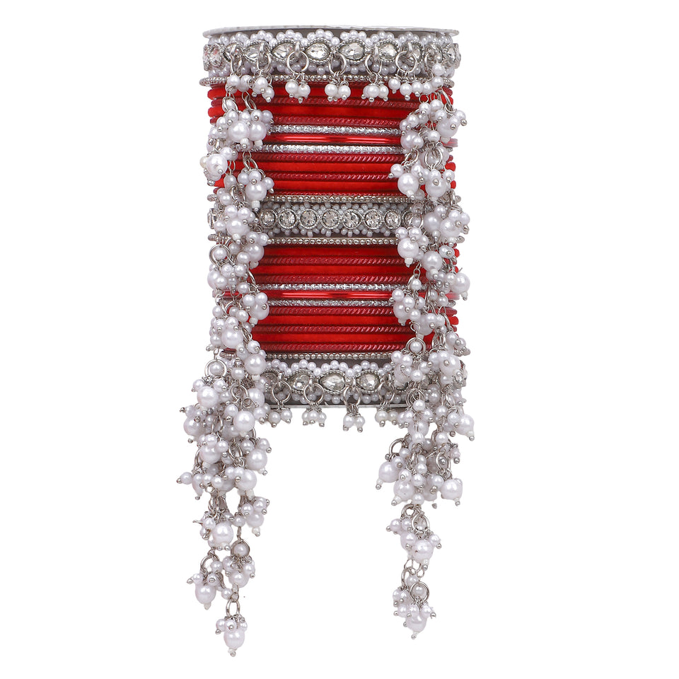 Bridal Jhoola Style Bangle set In Silver Toneby Leshya