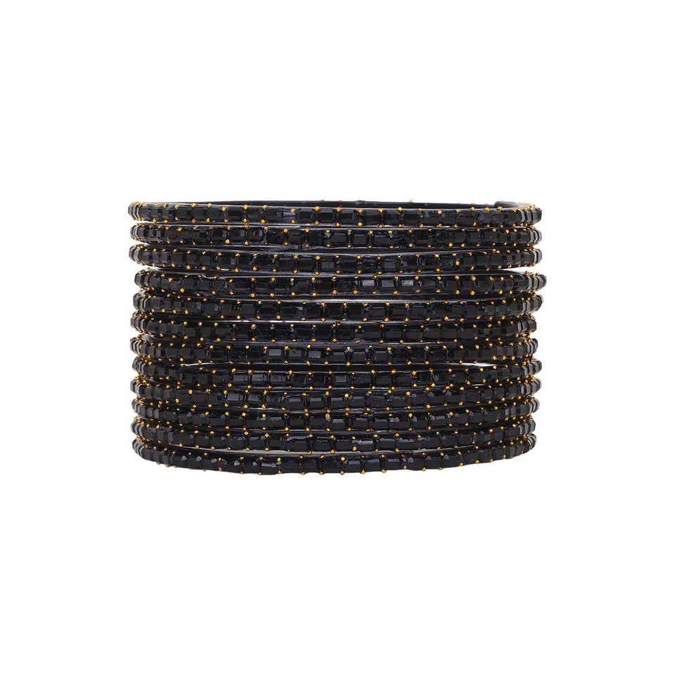 Glass bangles with Running Golden Dotted Work (Raindrop)