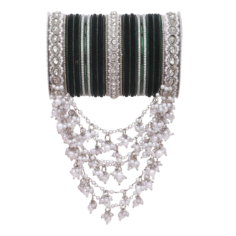 Bridal Jhoola Style Bangle set In Silver Toneby Leshya
