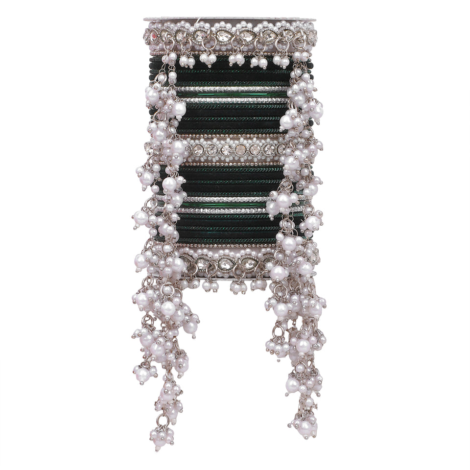 Bridal Jhoola Style Bangle set In Silver Toneby Leshya