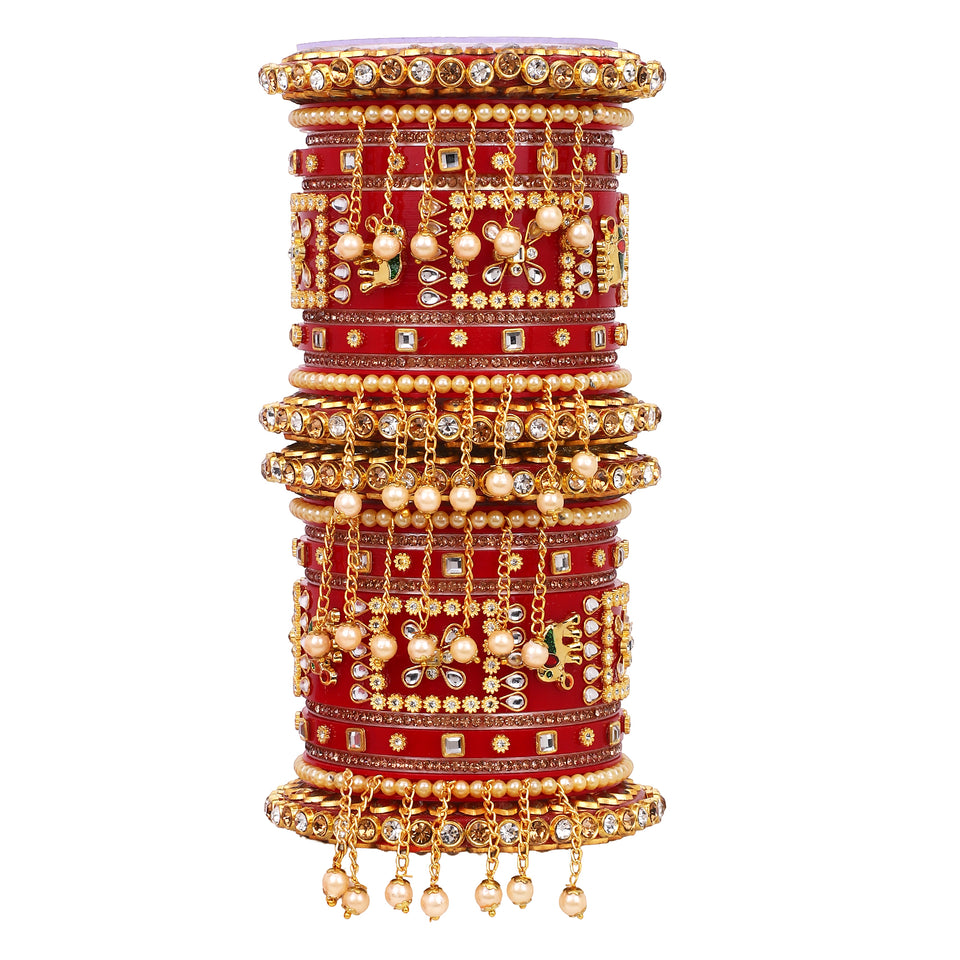 Traditional Rajasthani Bridal Chura with Small Jhumki by Leshya