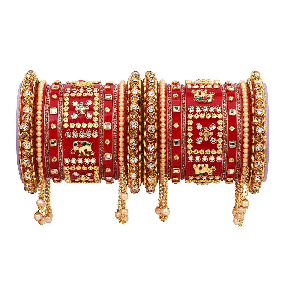 Traditional Rajasthani Bridal Chura with Small Jhumki by Leshya