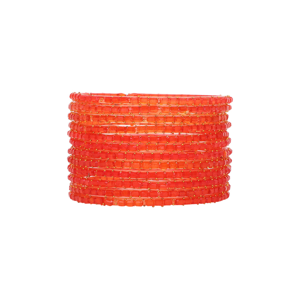 Glass bangles with Running Golden Dotted Work (Raindrop)