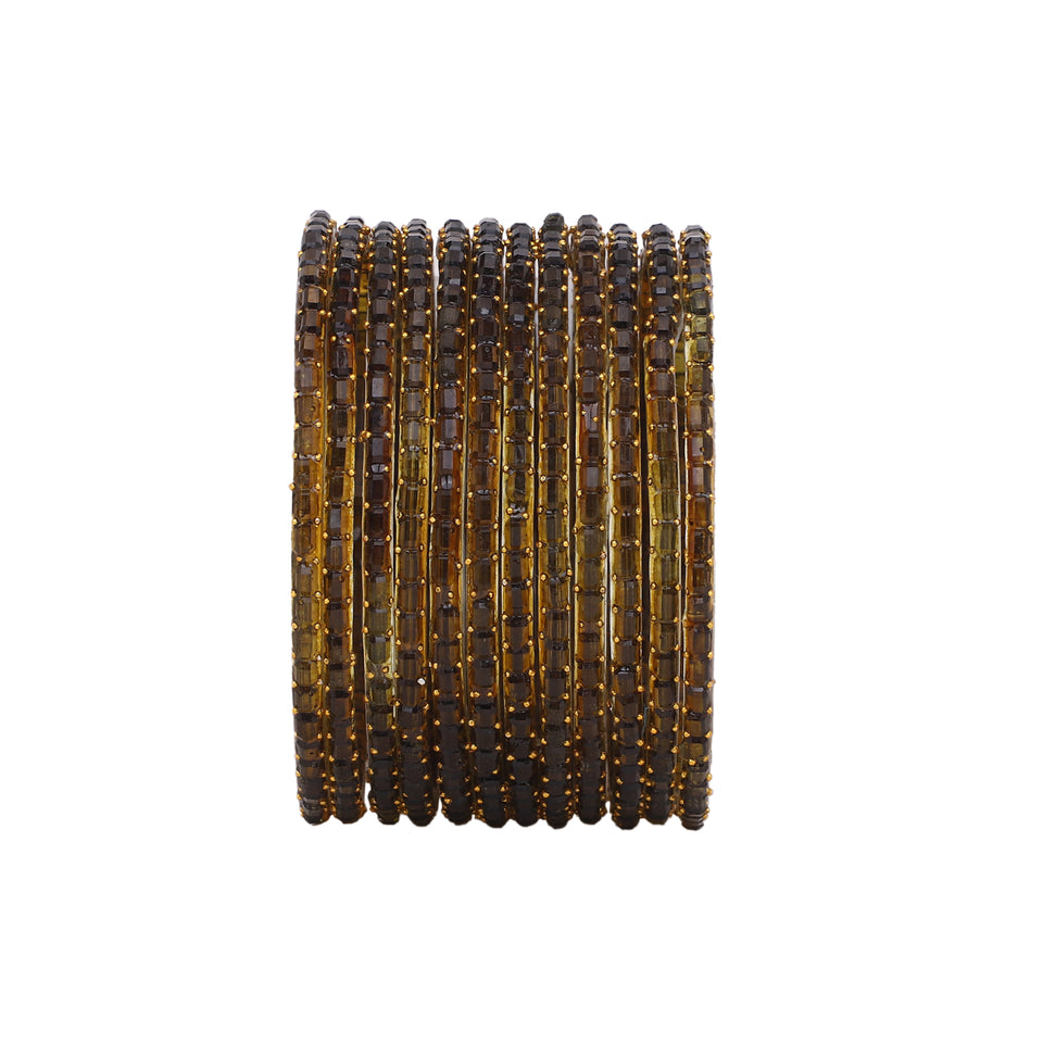 Glass bangles with Running Golden Dotted Work (Raindrop)