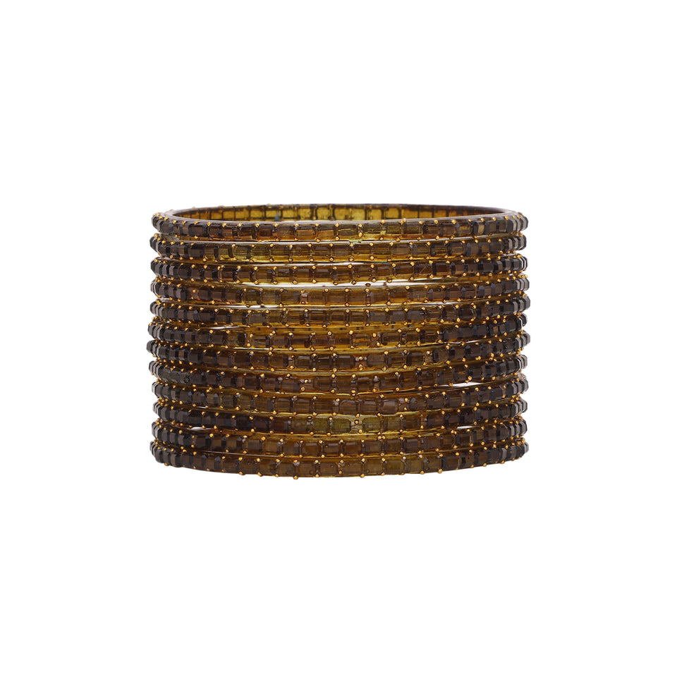 Glass bangles with Running Golden Dotted Work (Raindrop)