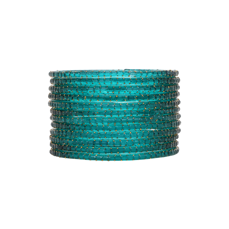 Glass bangles with Running Golden Dotted Work (Raindrop)
