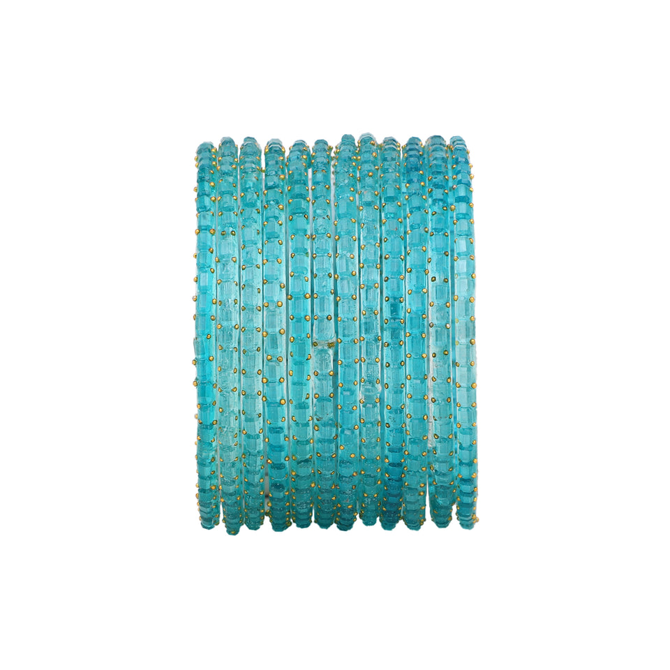Glass bangles with Running Golden Dotted Work (Raindrop)